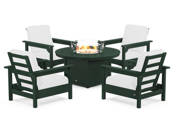 Club 5-Piece Conversation Set with Fire Pit Table