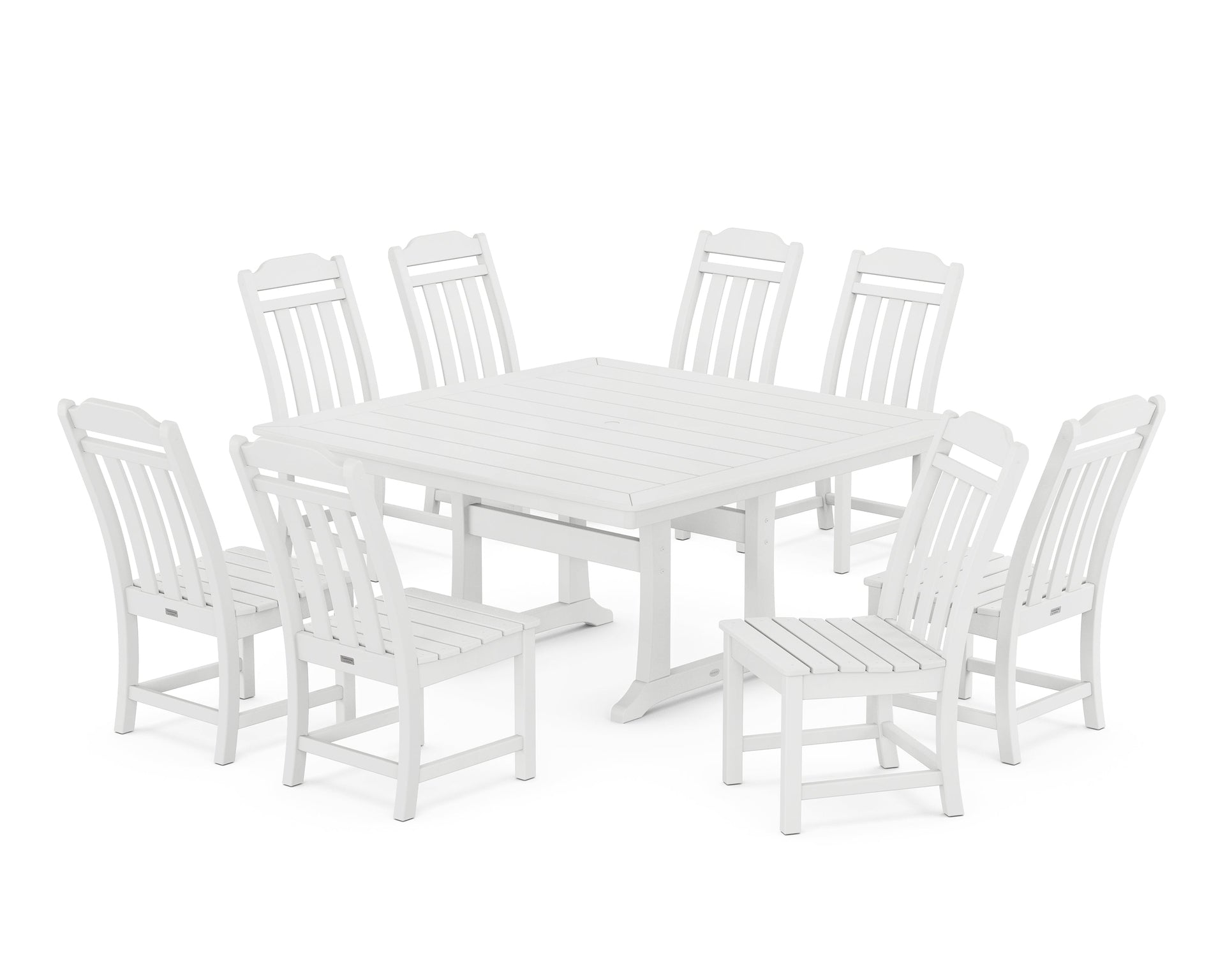 Cottage 9-Piece Square Side Chair Dining Set with Trestle Legs