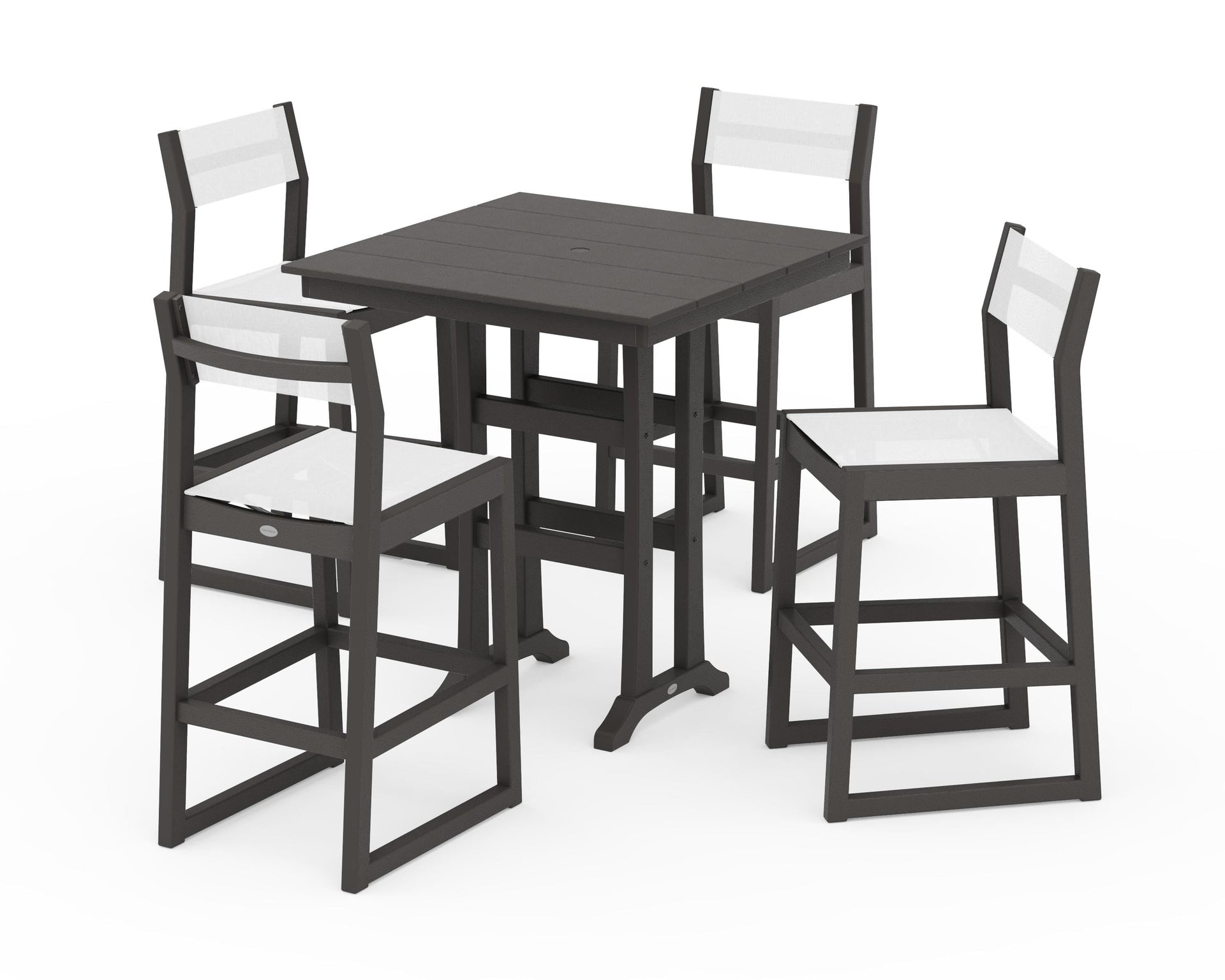 EDGE Sling Arm Chair 5-Piece Farmhouse Bar Set with Trestle Legs