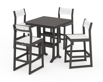 EDGE Sling Arm Chair 5-Piece Farmhouse Bar Set with Trestle Legs