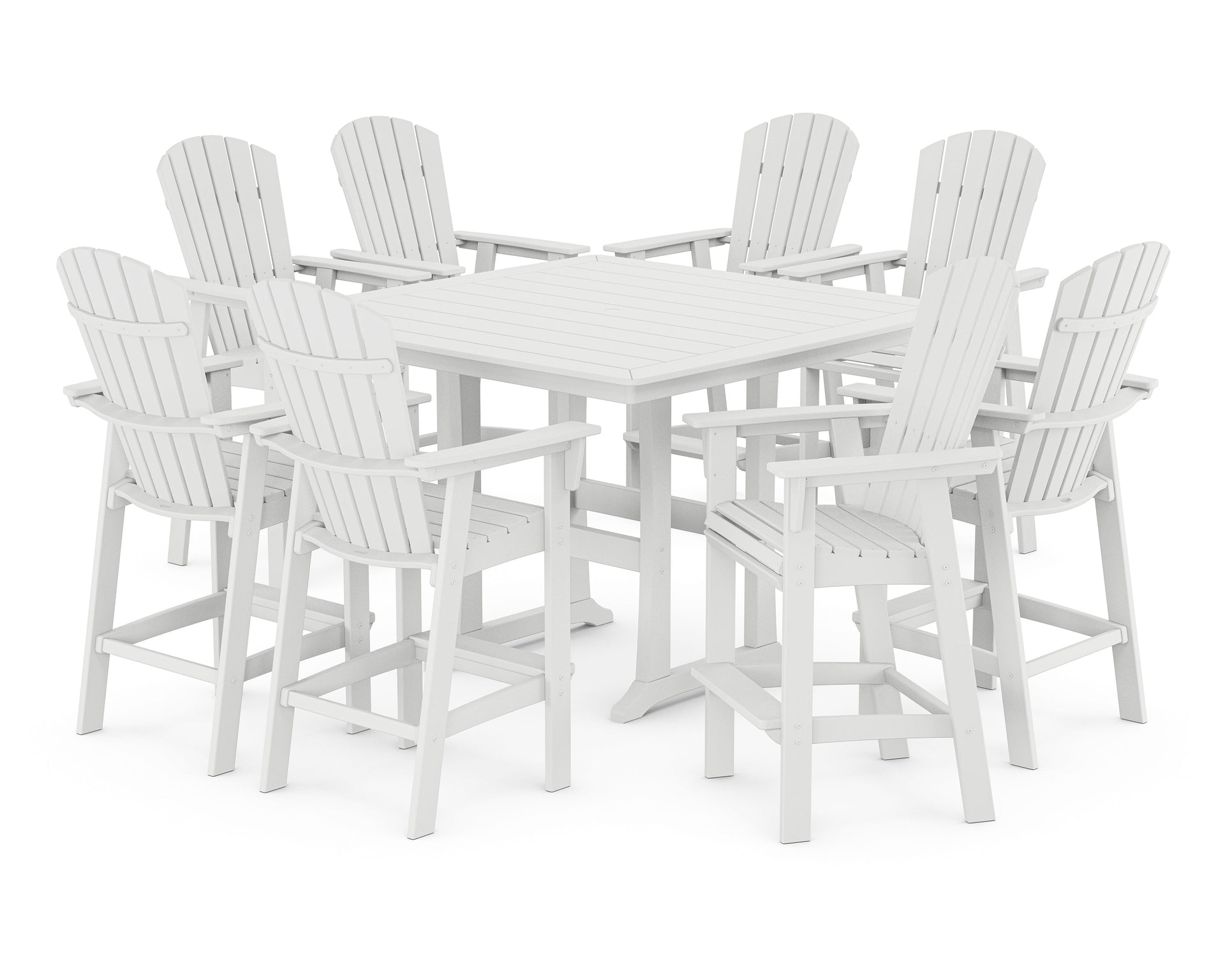 Nautical Curveback Adirondack 9-Piece Trestle Bar Set