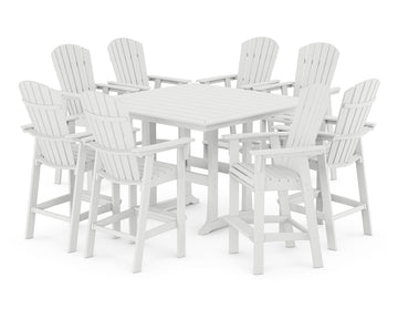 Nautical Curveback Adirondack 9-Piece Trestle Bar Set
