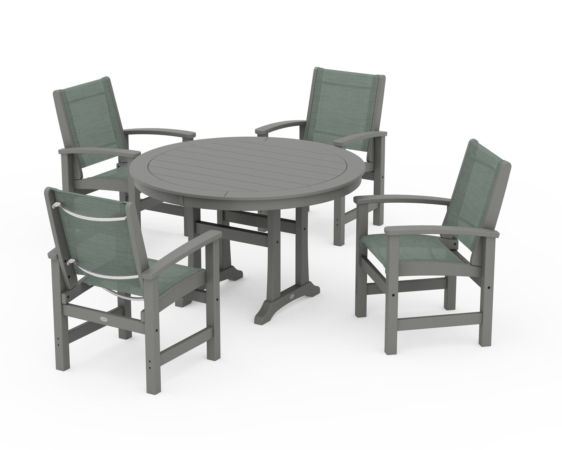 Coastal 5-Piece Round Dining Set with Trestle Legs