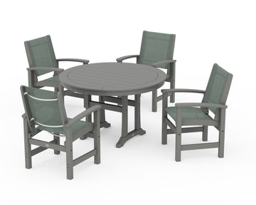 Coastal 5-Piece Round Dining Set with Trestle Legs