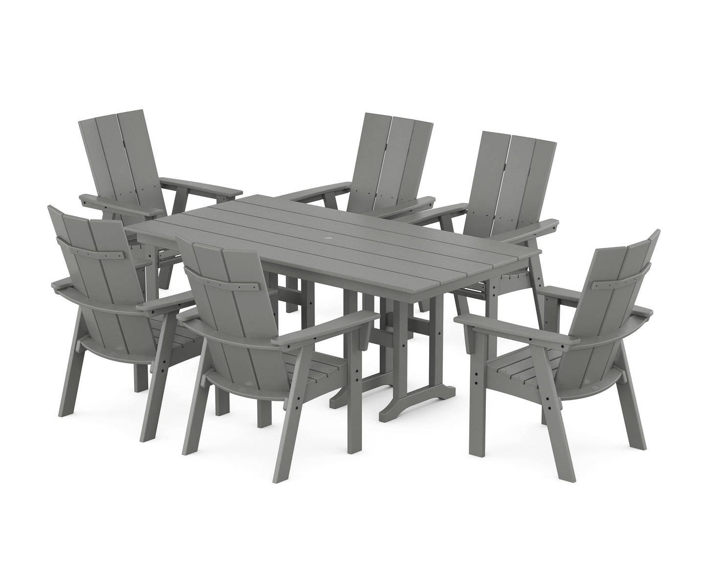 Modern Curveback Adirondack 7-Piece Farmhouse Dining Set