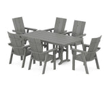 Modern Curveback Adirondack 7-Piece Farmhouse Dining Set
