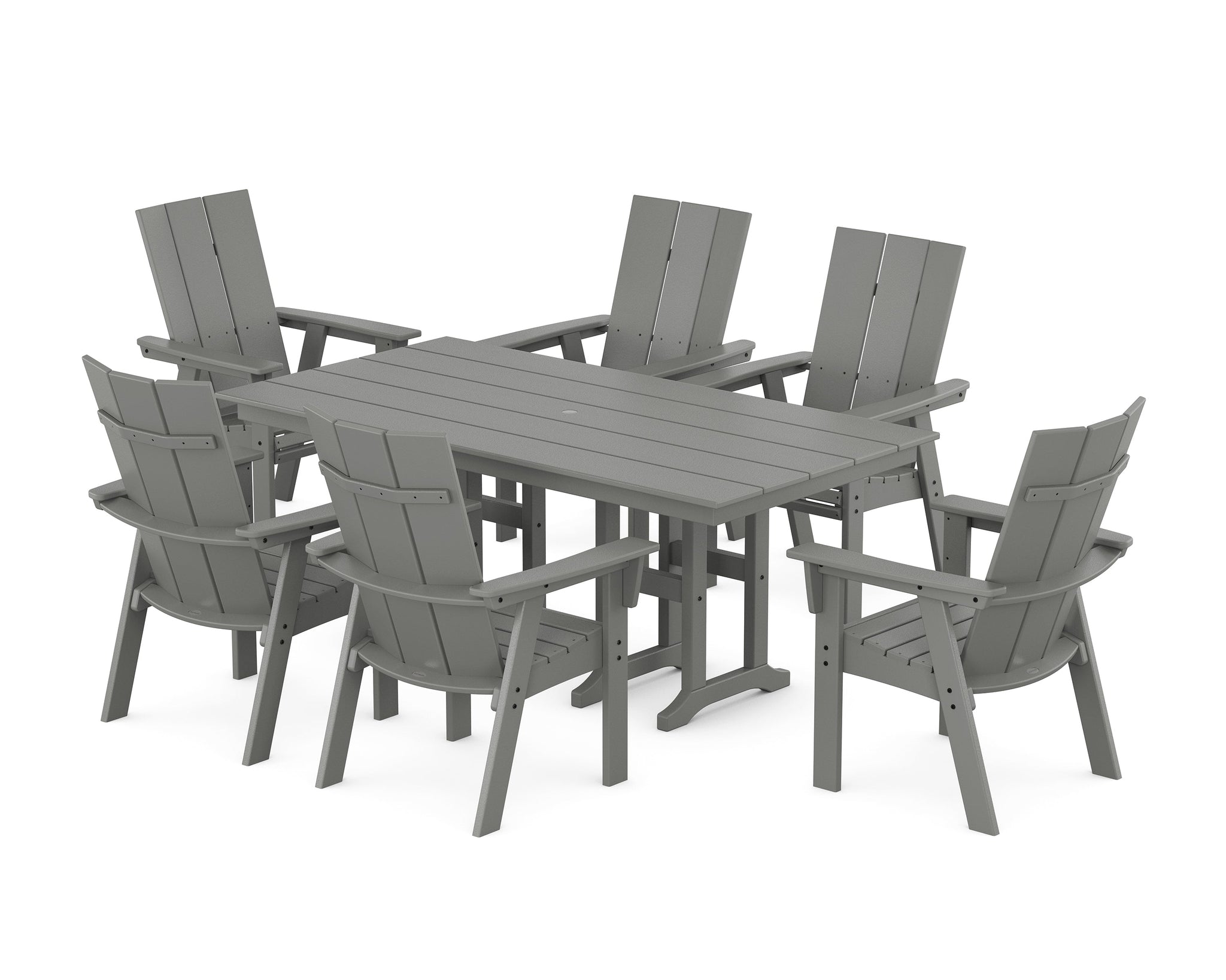 Modern Curveback Adirondack 7-Piece Farmhouse Dining Set
