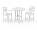 Lakeside 3-Piece Round Farmhouse Arm Chair Counter  Set