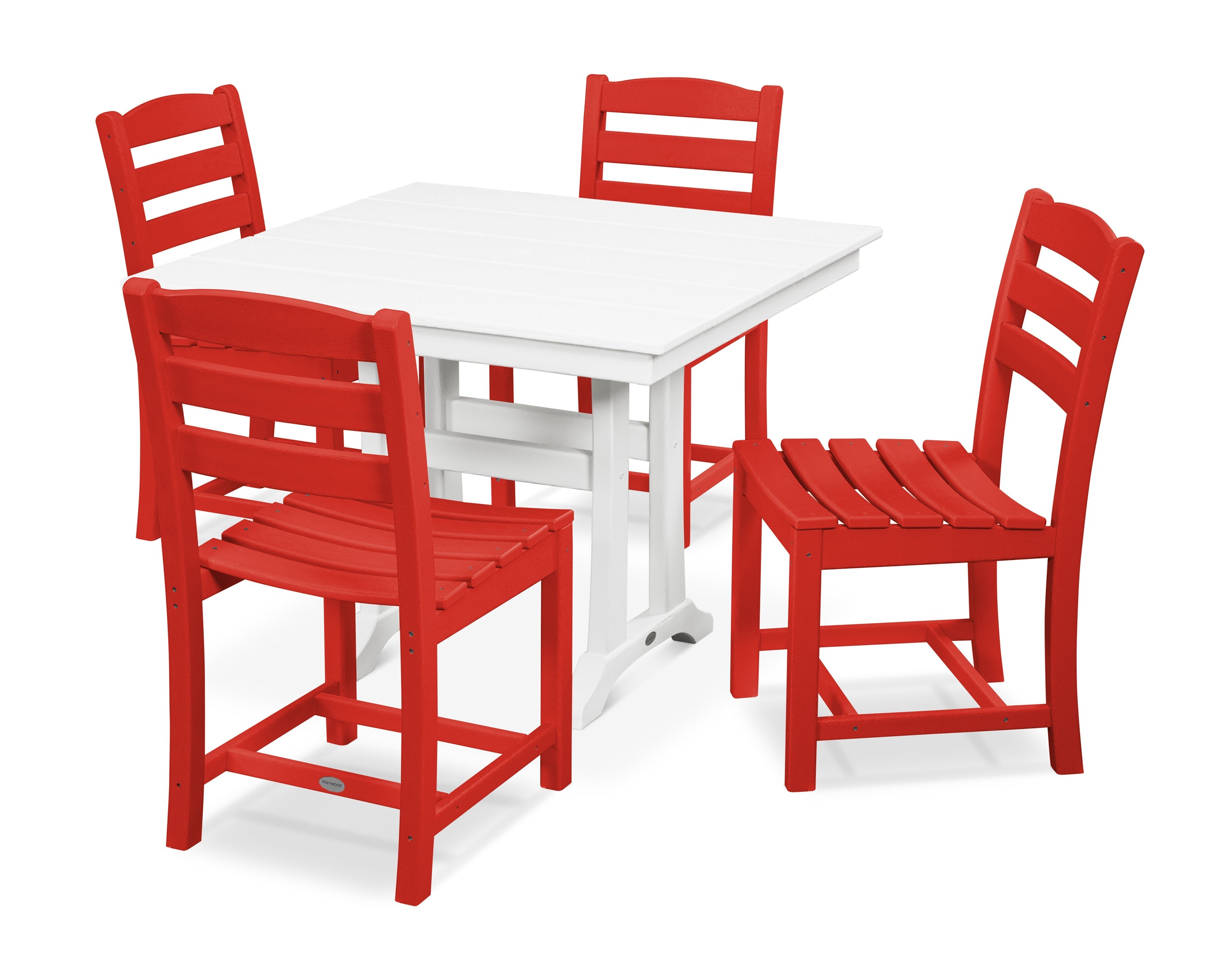 La Casa Café 5-Piece Farmhouse Trestle Side Chair Dining Set