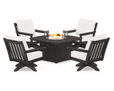 Vineyard 5-Piece Deep Seating Swivel Conversation Set with Fire Pit Table