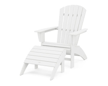 Nautical Curveback Adirondack Chair 2-Piece Set with Ottoman