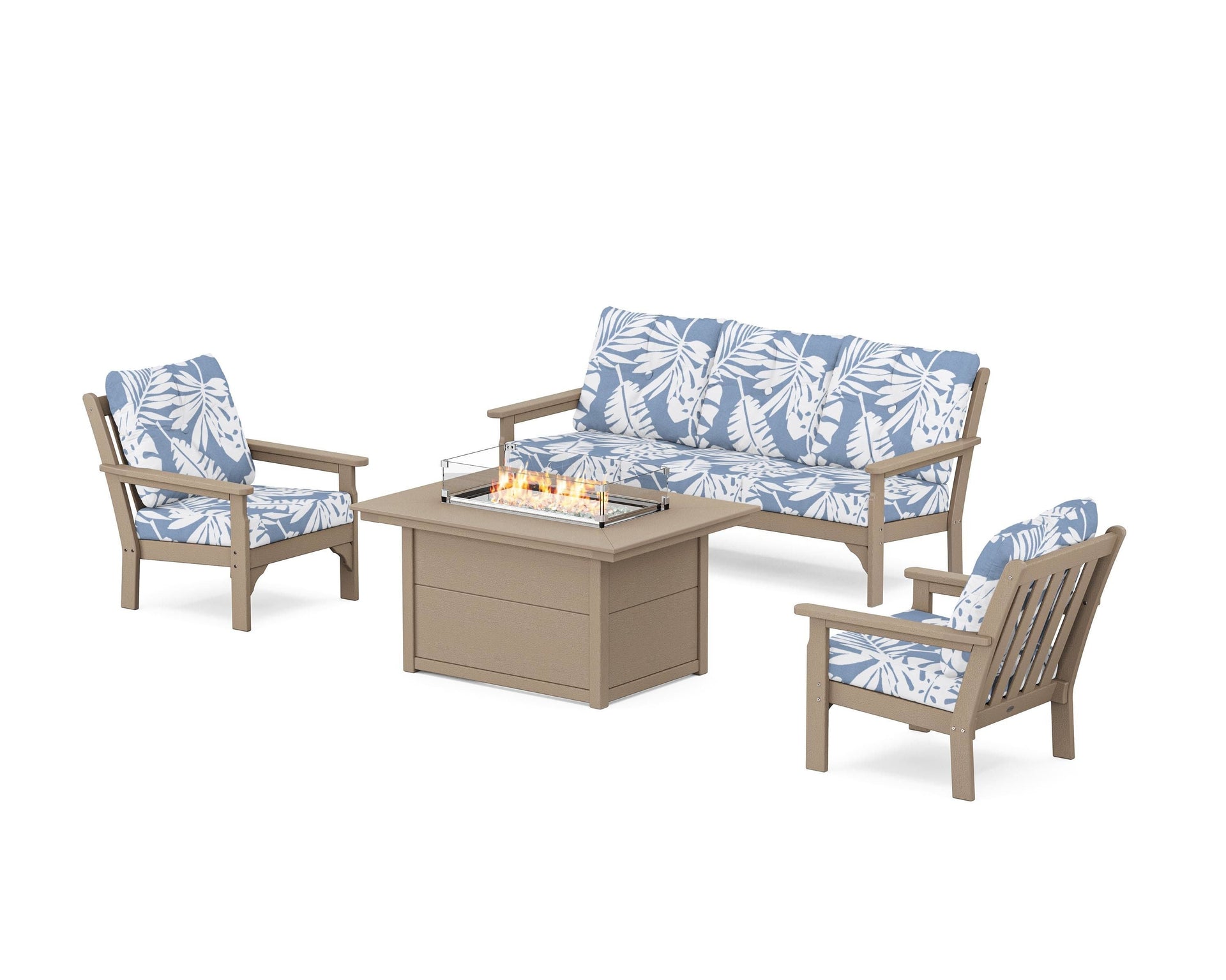 Vineyard Deep Seating Fire Pit Table Set
