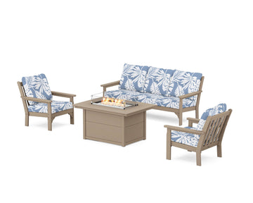 Vineyard Deep Seating Fire Pit Table Set