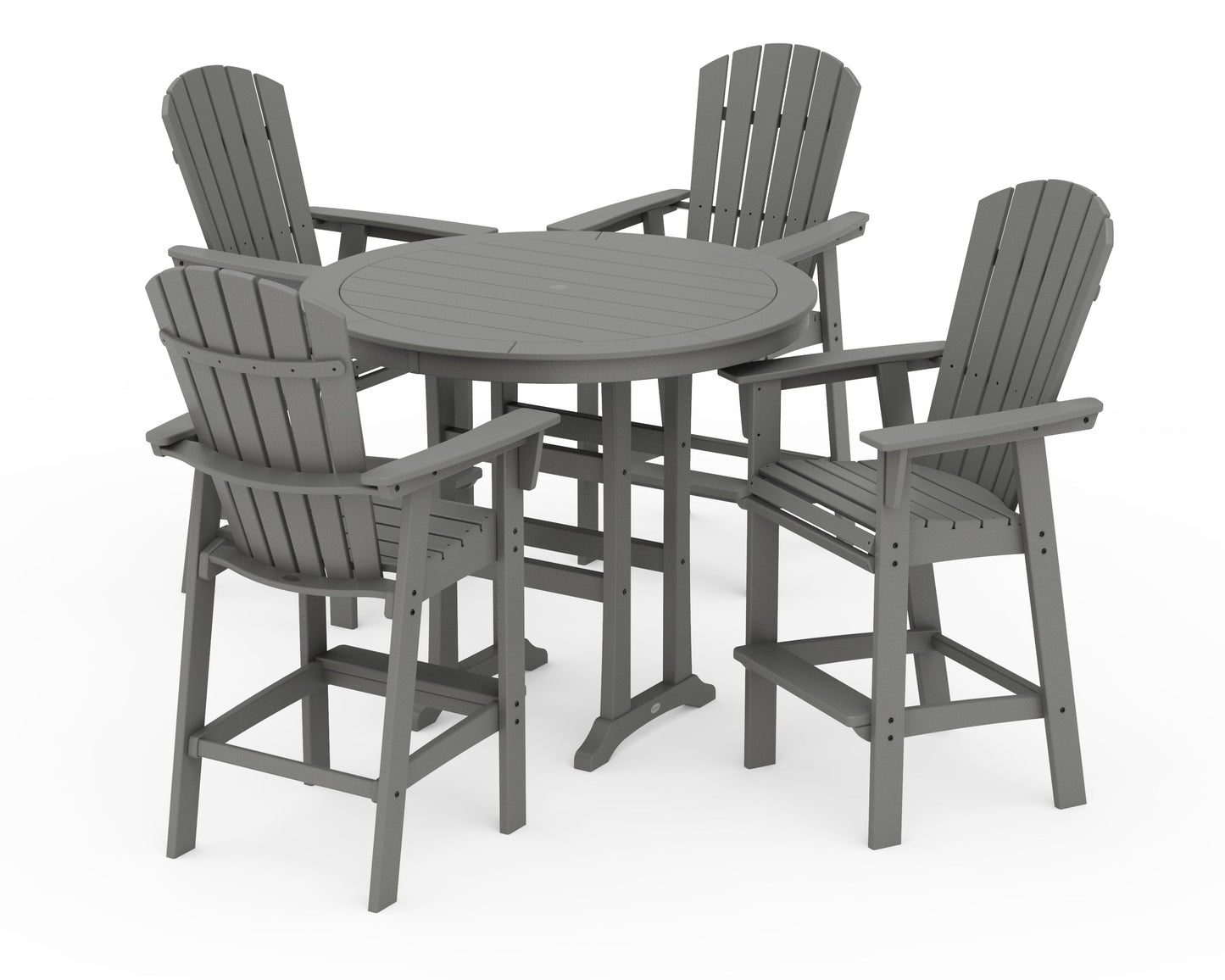 Nautical Curveback Adirondack 5-Piece Round Trestle Bar Set