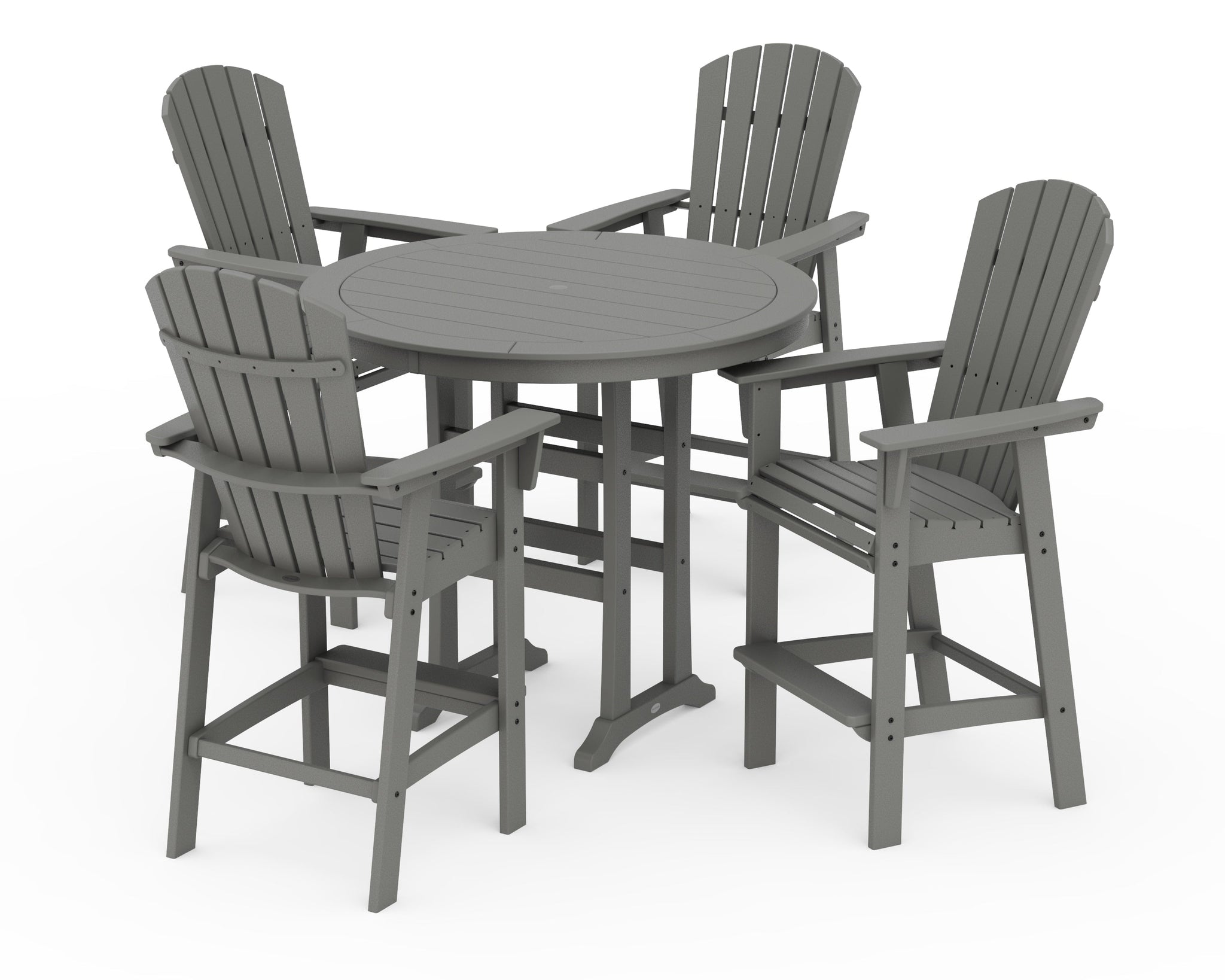 Nautical Curveback Adirondack 5-Piece Round Trestle Bar Set
