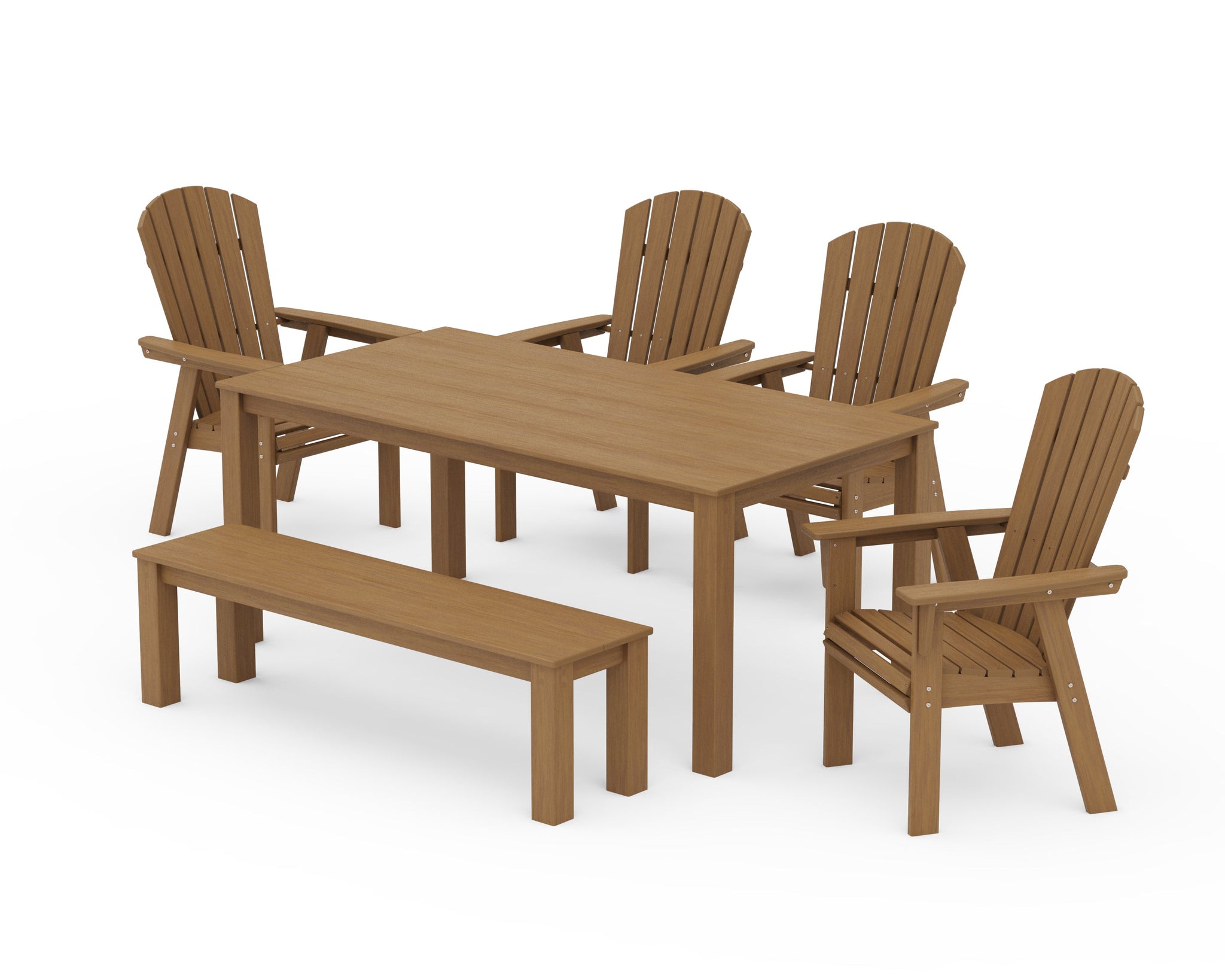 Nautical Curveback Adirondack 6-Piece Parsons Dining Set with Bench