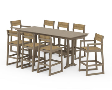 EDGE Sling 9-Piece Farmhouse Bar Set with Trestle Legs