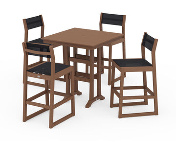 EDGE Sling Arm Chair 5-Piece Farmhouse Bar Set with Trestle Legs