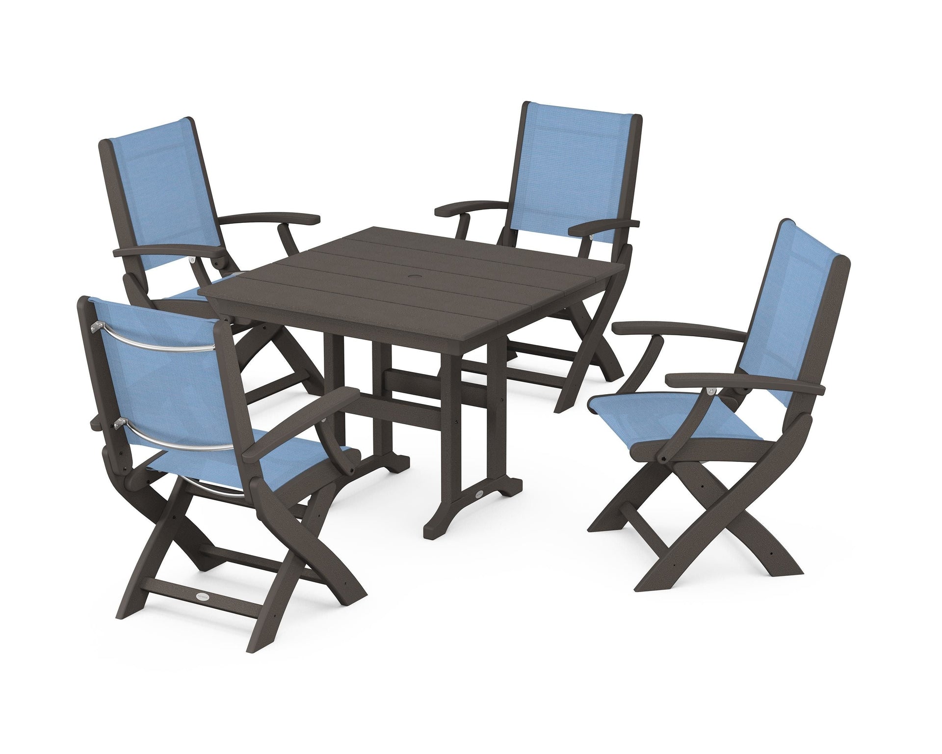 Coastal Folding Chair 5-Piece Farmhouse Dining Set