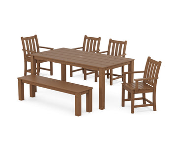 Traditional Garden 6-Piece Parsons Dining Set with Bench