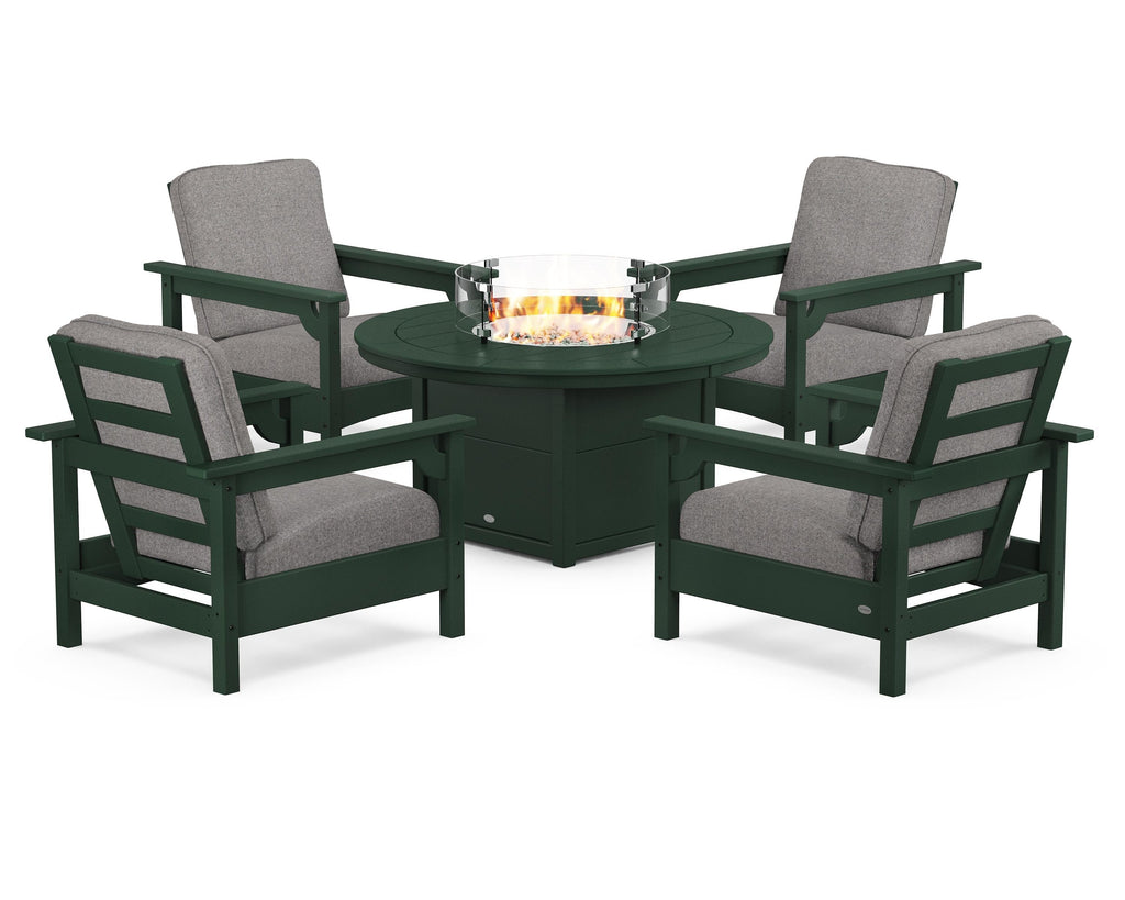 Club 5-Piece Conversation Set with Fire Pit Table