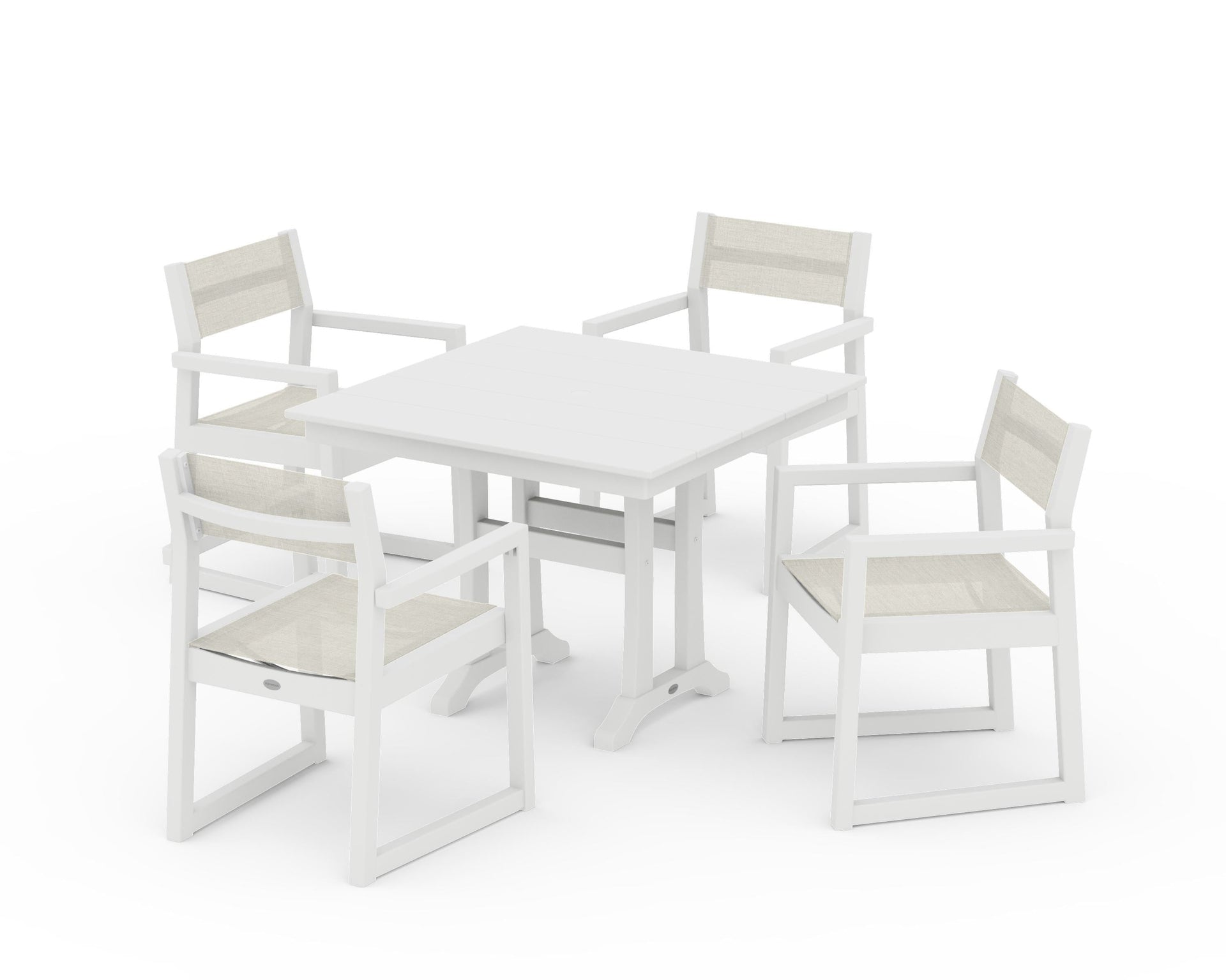 EDGE Sling 5-Piece Farmhouse Dining Set with Trestle Legs