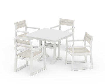 EDGE Sling 5-Piece Farmhouse Dining Set with Trestle Legs