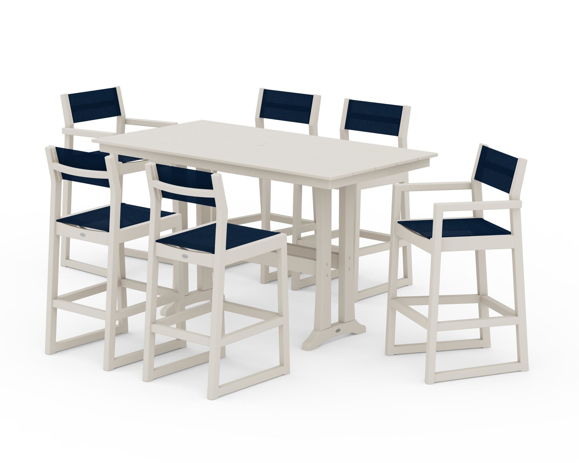 EDGE Sling 7-Piece Farmhouse Bar Set with Trestle Legs