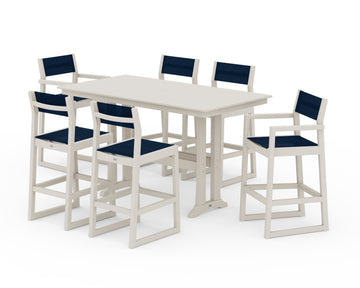 EDGE Sling 7-Piece Farmhouse Bar Set with Trestle Legs