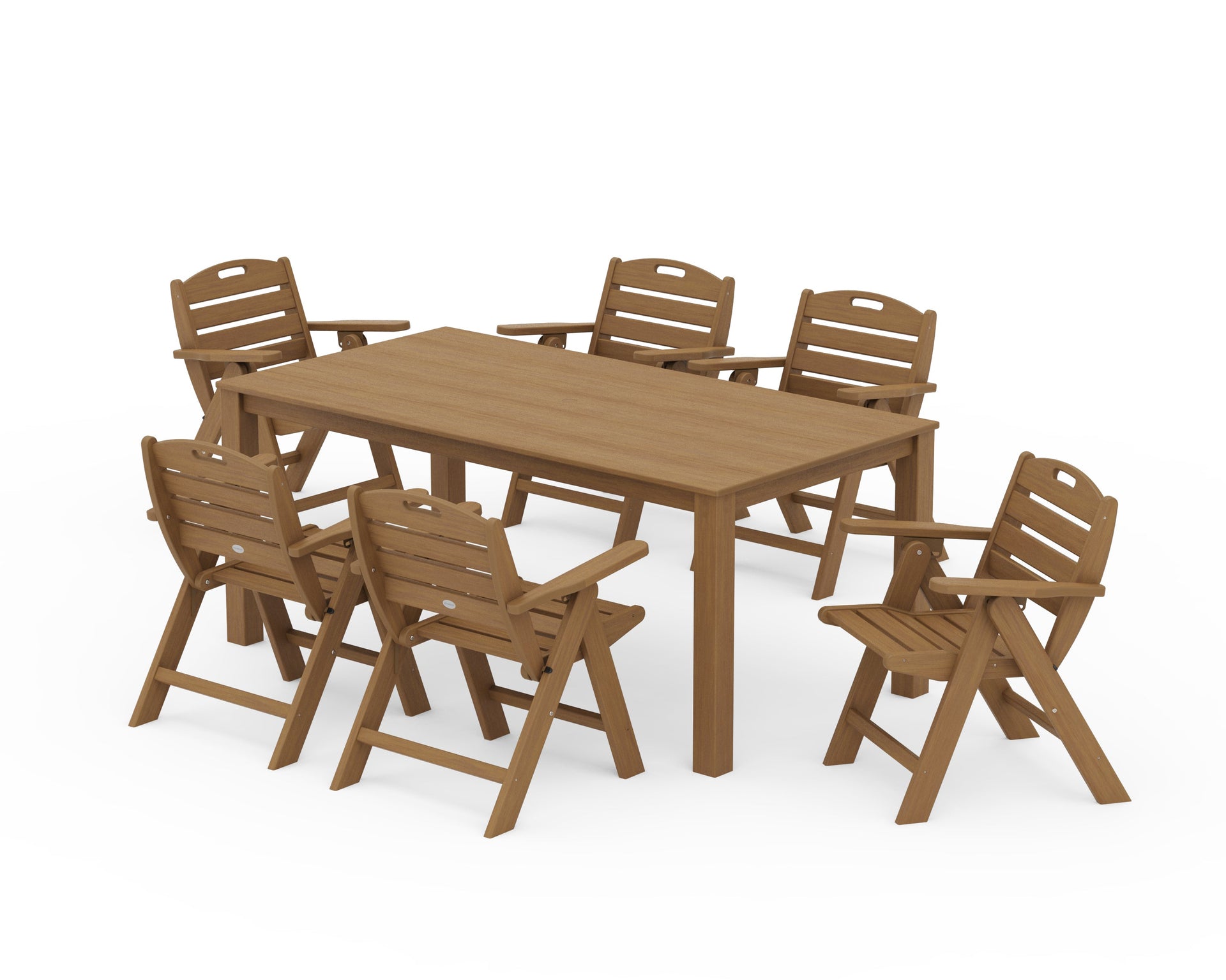Nautical Folding Lowback Chair 7-Piece Parsons Dining Set