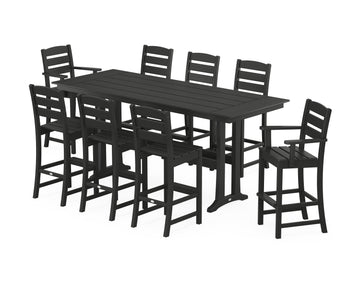 Lakeside 9-Piece Farmhouse Bar Set with Trestle Legs