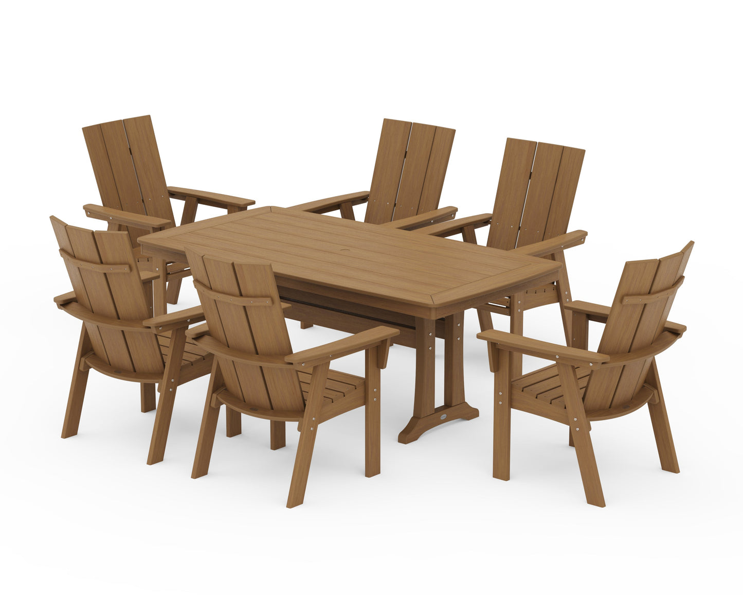 Modern Curveback Adirondack 7-Piece Dining Set with Trestle Legs