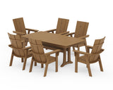 Modern Curveback Adirondack 7-Piece Dining Set with Trestle Legs