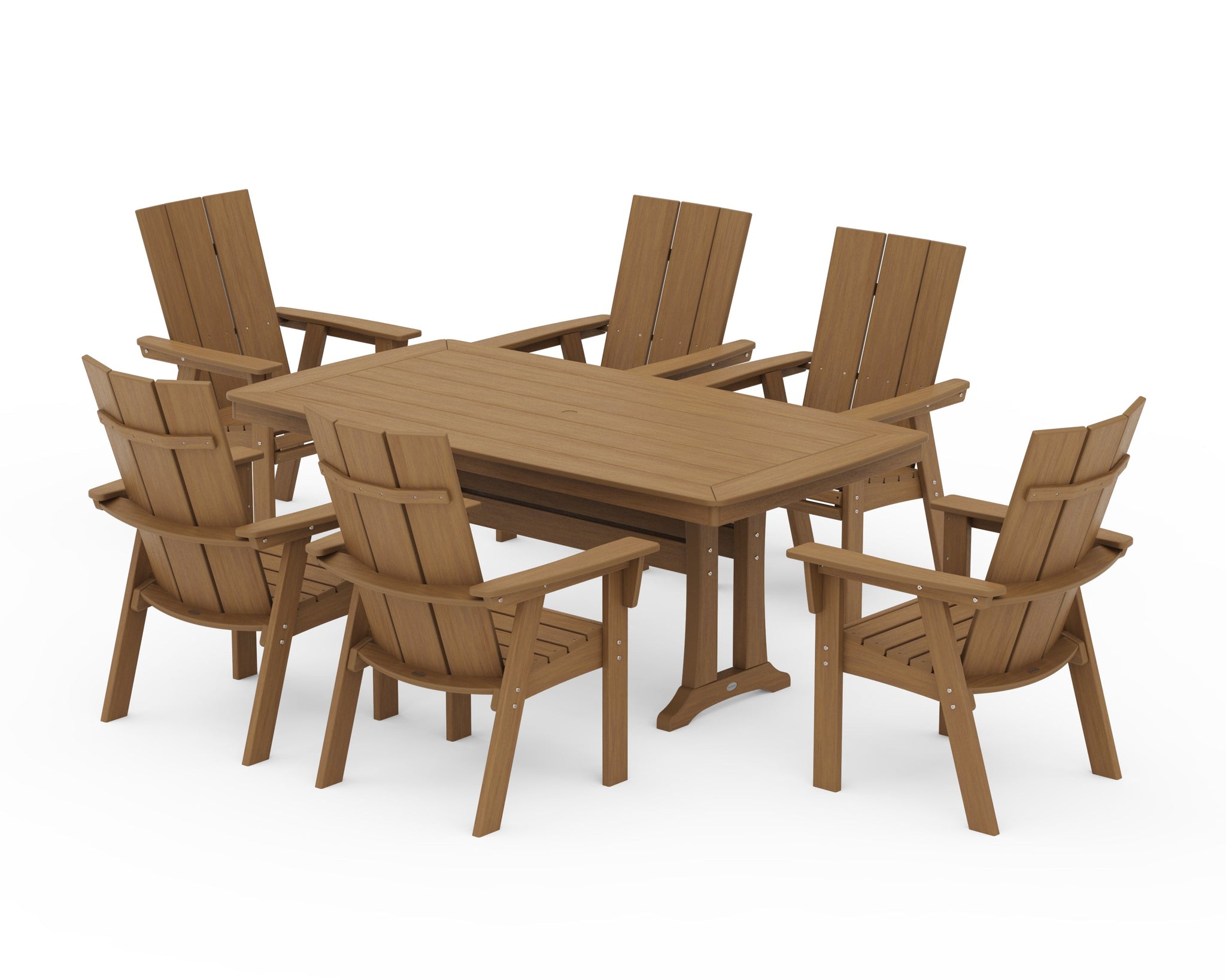 Modern Curveback Adirondack 7-Piece Dining Set with Trestle Legs