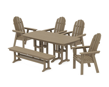 Vineyard Curveback Adirondack Chair 6-Piece Dining Set with Bench