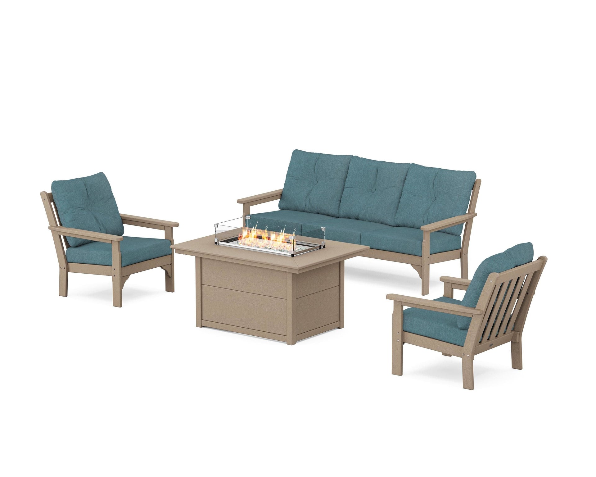 Vineyard Deep Seating Fire Pit Table Set
