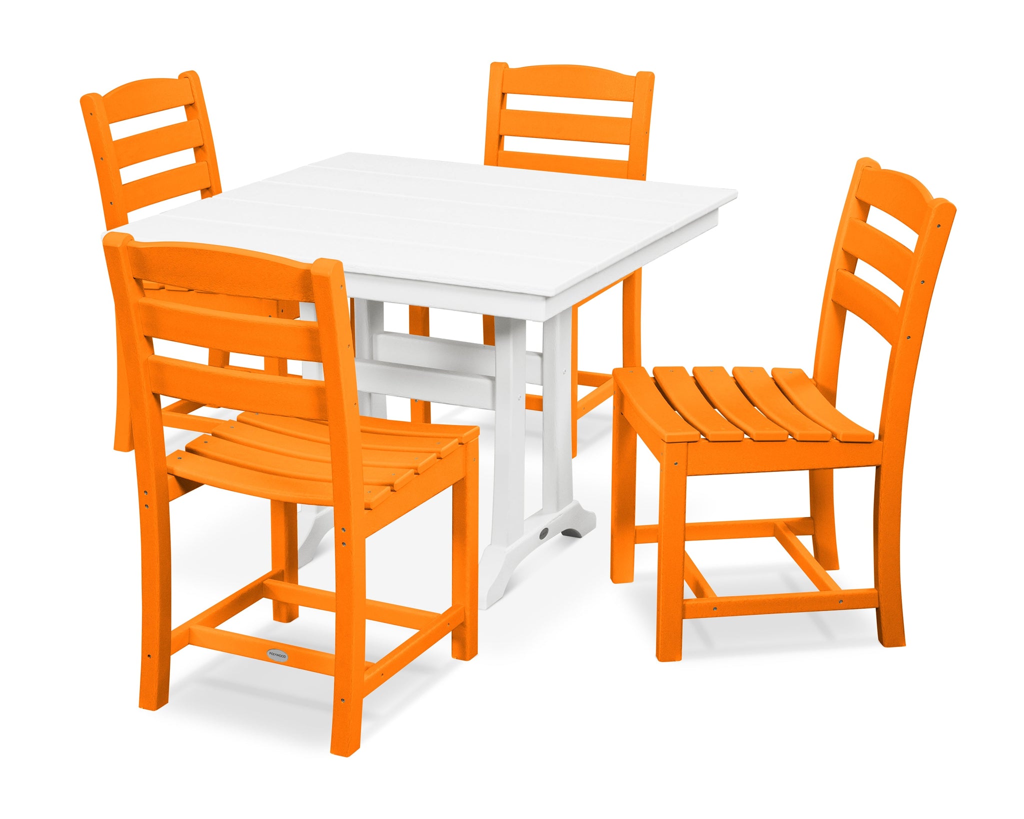 La Casa Café 5-Piece Farmhouse Trestle Side Chair Dining Set