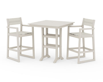 EDGE Sling Arm Chair 3-Piece Farmhouse Bar Set with Trestle Legs