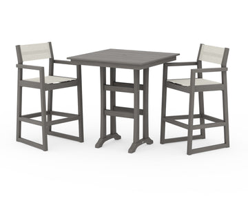 EDGE Sling Arm Chair 3-Piece Farmhouse Bar Set with Trestle Legs