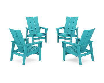 4-Piece Modern Grand Upright Adirondack Chair Conversation Set