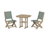 Coastal Folding Side Chair 3-Piece Dining Set
