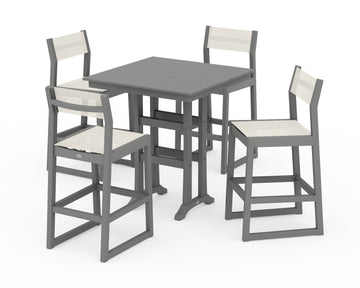 EDGE Sling Arm Chair 5-Piece Farmhouse Bar Set with Trestle Legs