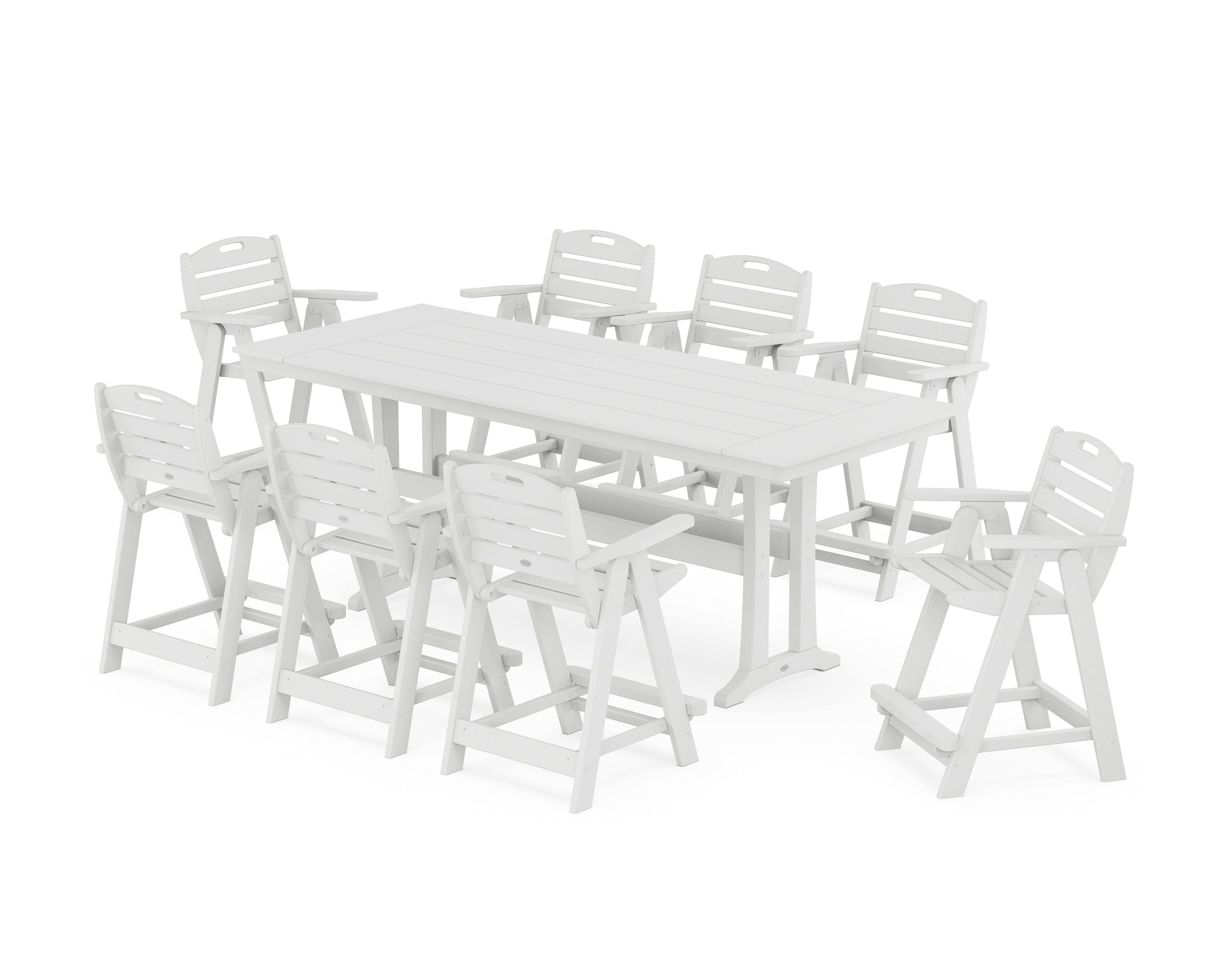 Nautical 9-Piece Farmhouse Counter Set with Trestle Legs