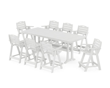 Nautical 9-Piece Farmhouse Counter Set with Trestle Legs