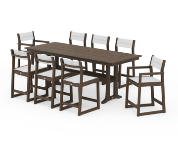 EDGE Sling 9-Piece Farmhouse Counter Set with Trestle Legs