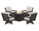 Vineyard 5-Piece Deep Seating Swivel Conversation Set with Fire Pit Table