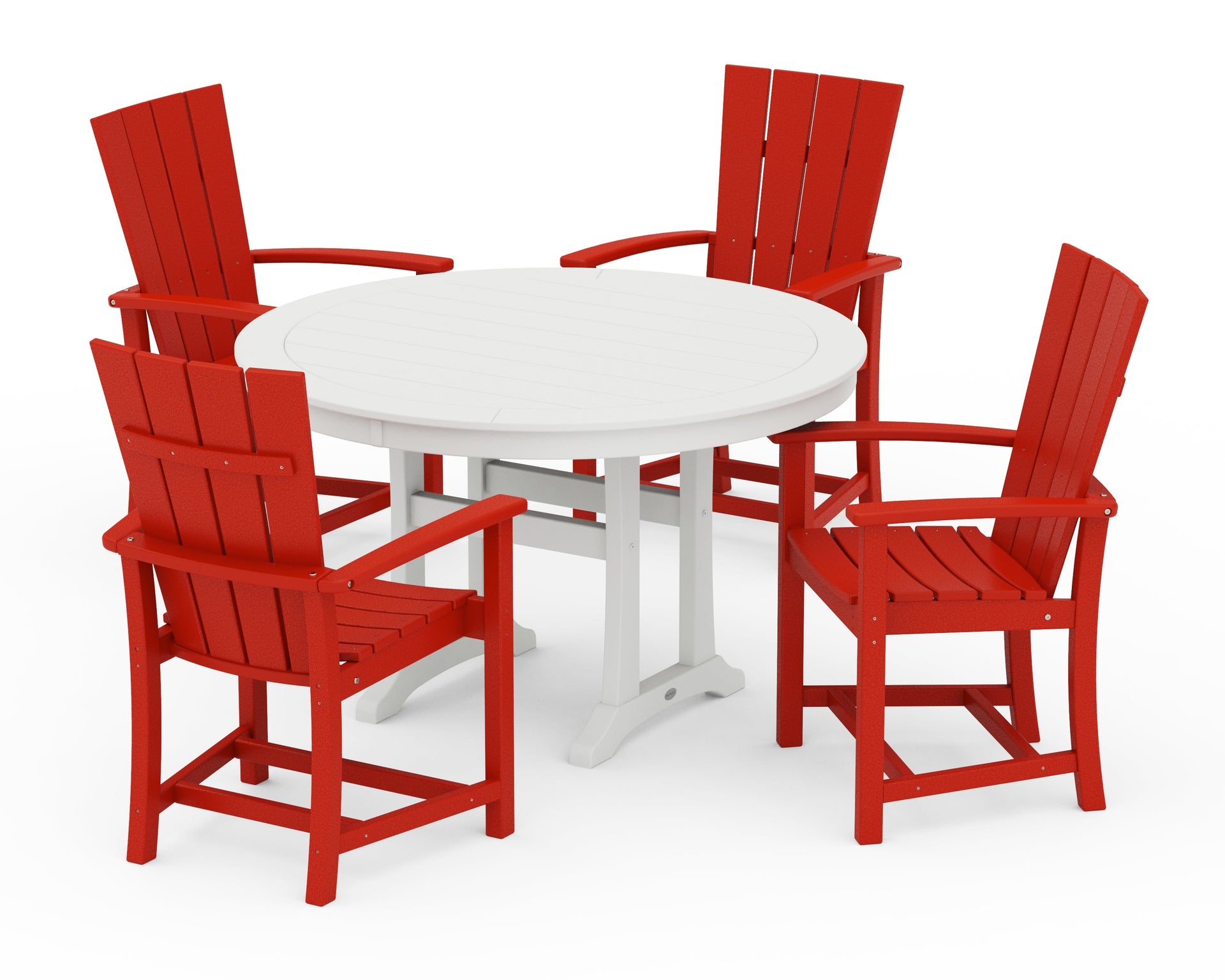 Quattro 5-Piece Round Dining Set with Trestle Legs