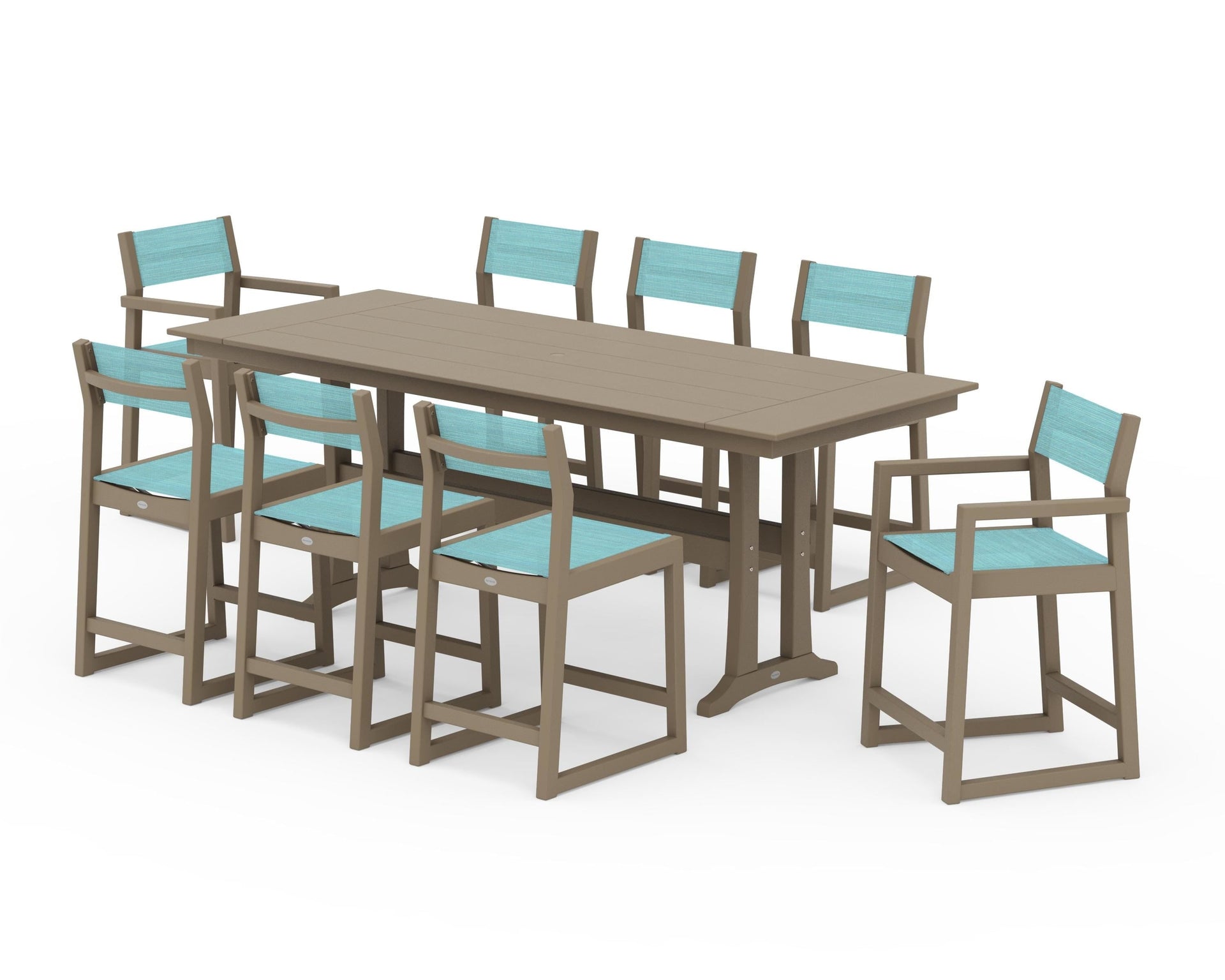 EDGE Sling 9-Piece Farmhouse Counter Set with Trestle Legs