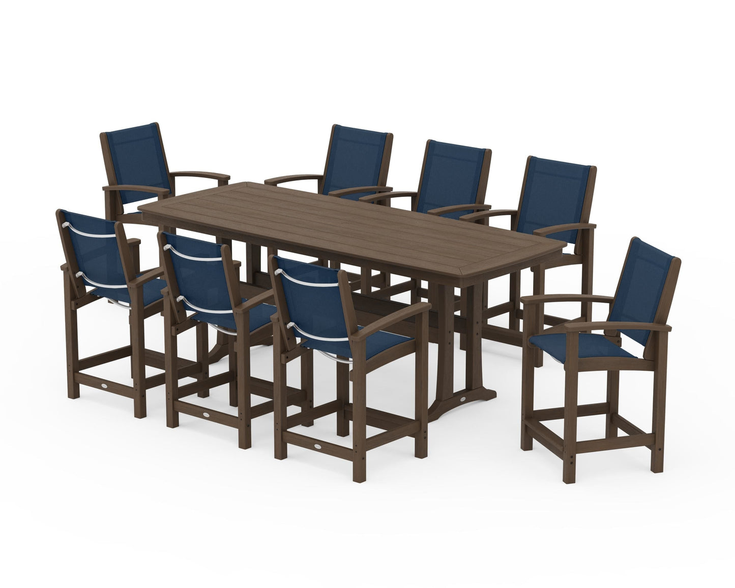 Coastal 9-Piece Counter Set with Trestle Legs