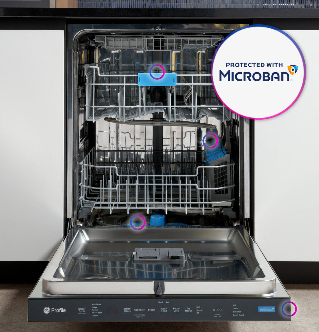 GE Profile™ ENERGY STAR® Fingerprint Resistant Top Control Stainless Interior Dishwasher with Microban™ Antimicrobial Technology
